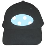 Polka Dots - White on Light Blue Black Cap