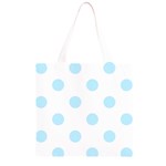 Polka Dots - Light Blue on White Grocery Light Tote Bag