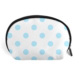 Polka Dots - Light Blue on White Accessory Pouch (Large)