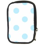 Polka Dots - Light Blue on White Compact Camera Leather Case