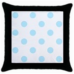 Polka Dots - Light Blue on White Throw Pillow Case (Black)