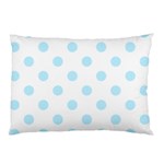 Polka Dots - Light Blue on White Pillow Case (One Side)