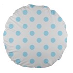 Polka Dots - Light Blue on White Large 18  Premium Round Cushion