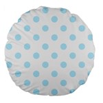Polka Dots - Light Blue on White Large 18  Premium Flano Round Cushion