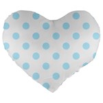 Polka Dots - Light Blue on White Large 19  Premium Heart Shape Cushion