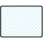 Polka Dots - Light Blue on White Fleece Blanket (Large) (One Side)
