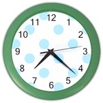 Polka Dots - Light Blue on White Color Wall Clock