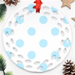 Polka Dots - Light Blue on White Round Filigree Ornament (Two Sides)