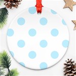 Polka Dots - Light Blue on White Round Ornament (Two Sides)