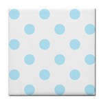 Polka Dots - Light Blue on White Tile Coaster