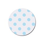 Polka Dots - Light Blue on White Rubber Coaster (Round)