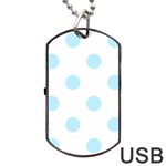 Polka Dots - Light Blue on White Dog Tag USB Flash (Two Sides)