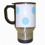 Polka Dots - Light Blue on White Travel Mug (White)