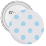 Polka Dots - Light Blue on White 3  Button