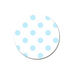 Polka Dots - Light Blue on White Magnet 3  (Round)