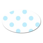 Polka Dots - Light Blue on White Magnet (Oval)
