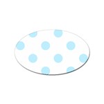 Polka Dots - Light Blue on White Sticker Oval (10 pack)