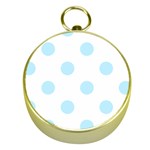 Polka Dots - Light Blue on White Gold Compass