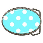 Polka Dots - White on Electric Blue Belt Buckle