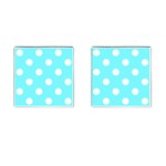 Polka Dots - White on Electric Blue Cufflinks (Square)