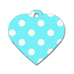Polka Dots - White on Electric Blue Dog Tag Heart (One Side)