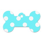 Polka Dots - White on Electric Blue Dog Tag Bone (Two Sides)