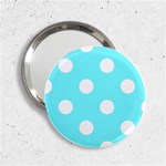 Polka Dots - White on Electric Blue 2.25  Handbag Mirror