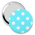 Polka Dots - White on Electric Blue 3  Handbag Mirror