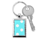 Polka Dots - White on Electric Blue Key Chain (Rectangle)