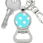 Polka Dots - White on Electric Blue Bottle Opener Key Chain