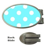 Polka Dots - White on Electric Blue Money Clip (Oval)