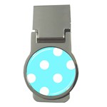 Polka Dots - White on Electric Blue Money Clip (Round)