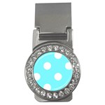 Polka Dots - White on Electric Blue Money Clip (CZ)