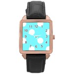 Polka Dots - White on Electric Blue Rose Gold Leather Watch