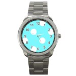 Polka Dots - White on Electric Blue Sport Metal Watch