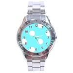 Polka Dots - White on Electric Blue Stainless Steel Analogue Watch