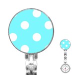 Polka Dots - White on Electric Blue Stainless Steel Nurses Watch