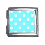 Polka Dots - White on Electric Blue Mega Link Italian Charm (18mm)
