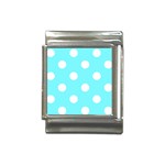 Polka Dots - White on Electric Blue Italian Charm (13mm)