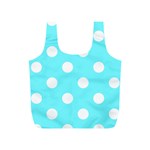 Polka Dots - White on Electric Blue Full Print Recycle Bag (S)