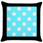 Polka Dots - White on Electric Blue Throw Pillow Case (Black)