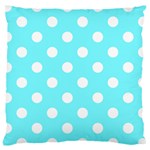 Polka Dots - White on Electric Blue Large Cushion Case (Two Sides)