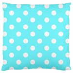 Polka Dots - White on Electric Blue Large Flano Cushion Case (One Side)