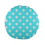 Polka Dots - White on Electric Blue Standard 15  Premium Flano Round Cushion