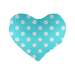 Polka Dots - White on Electric Blue Standard 16  Premium Flano Heart Shape Cushion