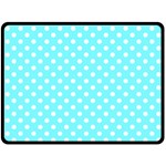 Polka Dots - White on Electric Blue Fleece Blanket (Large) (One Side)