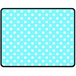 Polka Dots - White on Electric Blue Fleece Blanket (Medium) (One Side)