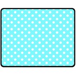 Polka Dots - White on Electric Blue Double Sided Fleece Blanket (Medium) (Two Sides)