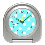 Polka Dots - White on Electric Blue Desk Alarm Clock