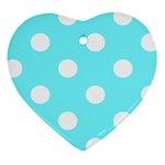 Polka Dots - White on Electric Blue Ornament (Heart)